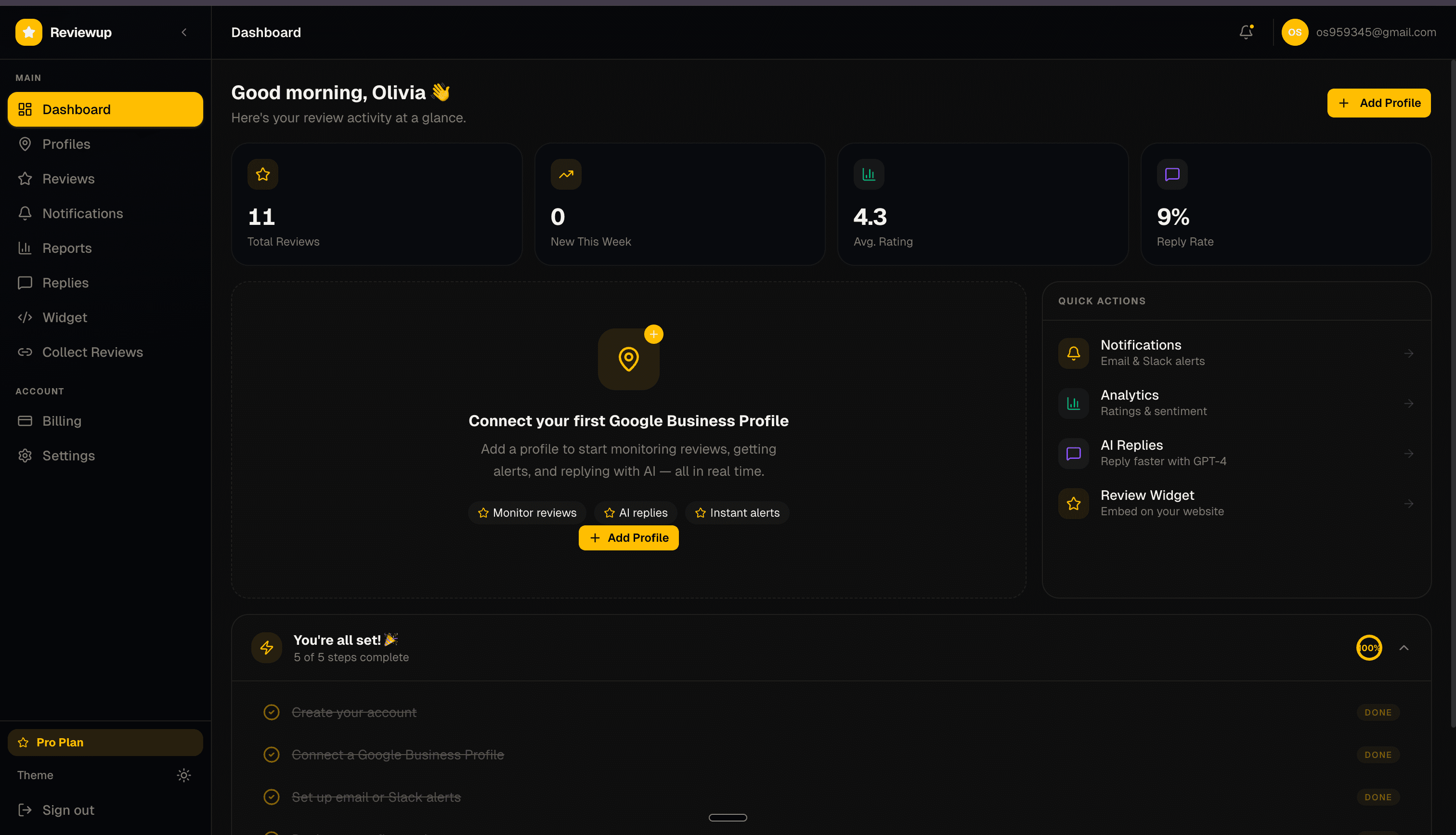 GoHighReview dashboard